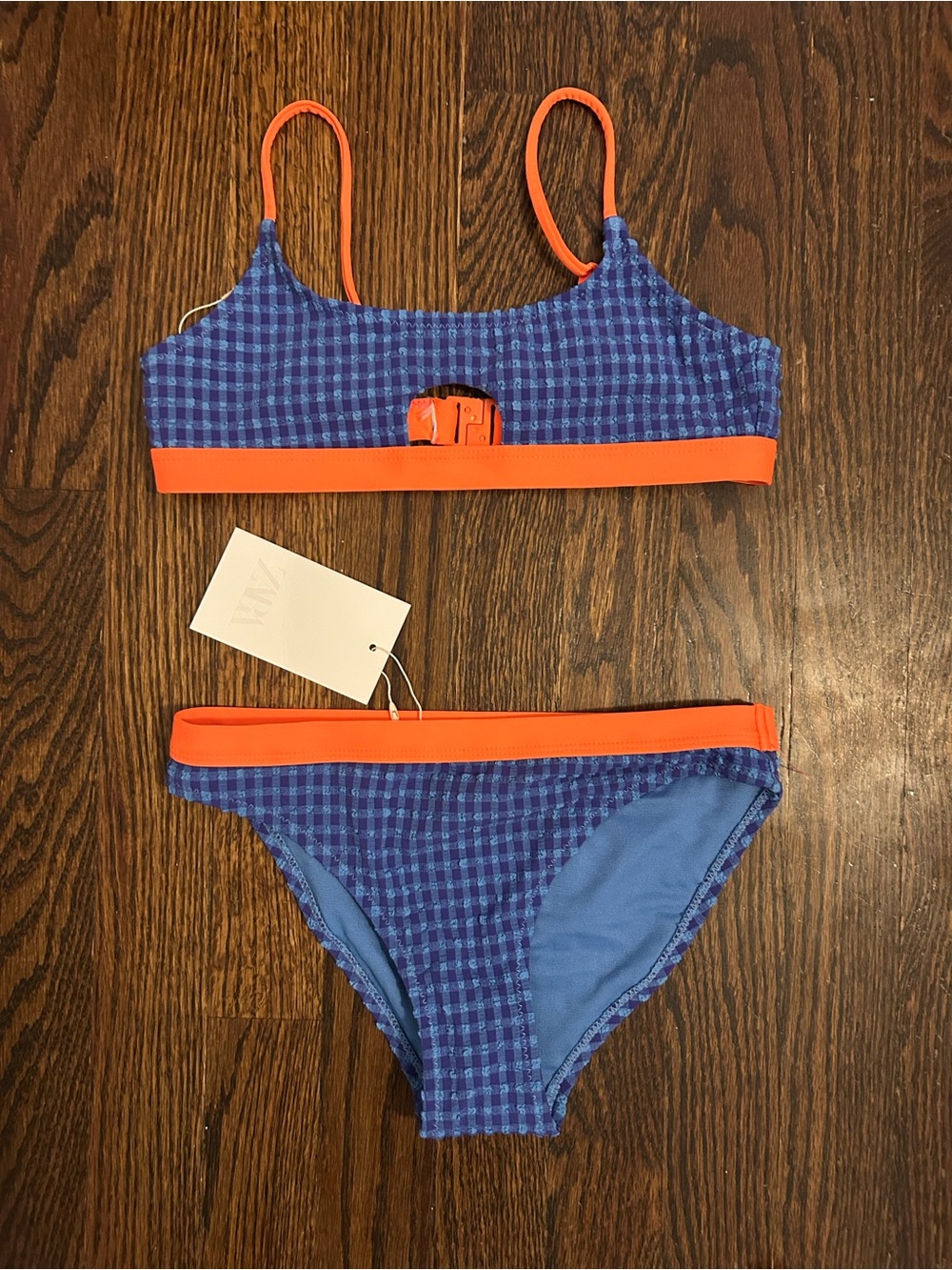Zara Kids Gingham Bikini with contrast piping size 9/10